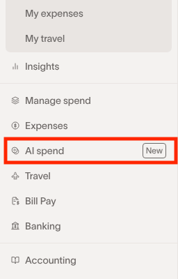 Ramp navigation with AI spend highlighted