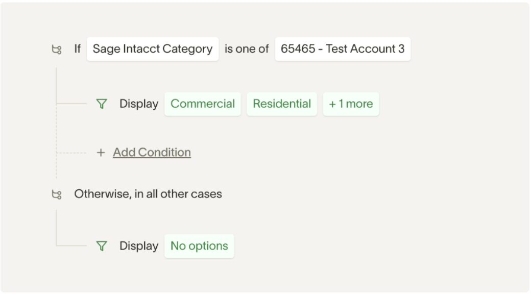 Workflow showing all Classes displayed when GL Account equals X