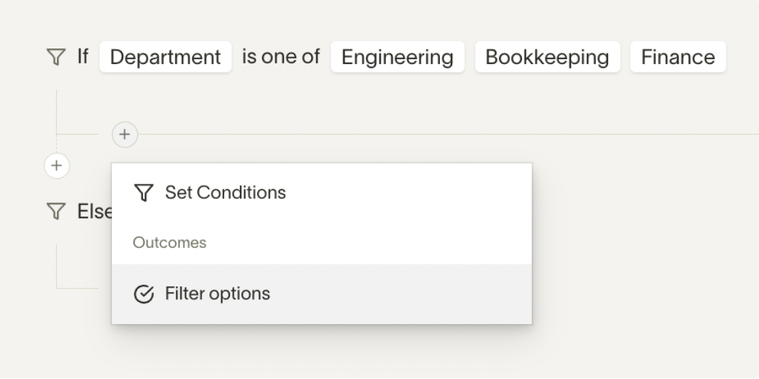 Filter Options selection for conditional filtering
