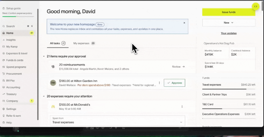 Setting up early autopay threshold and payment preference in Ramp