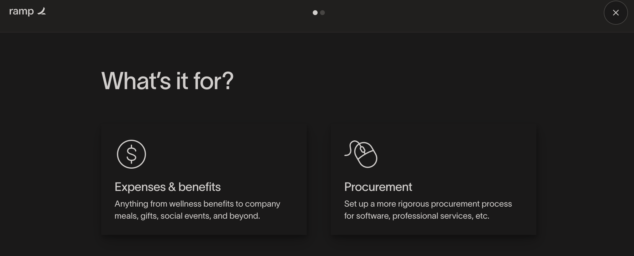 Expenses and benefits along with procurement options for creating a procurement program on the platform.