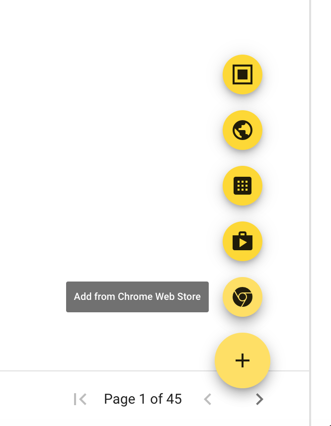 Apps and extensions page showing the add button menu with Add from Chrome Web Store