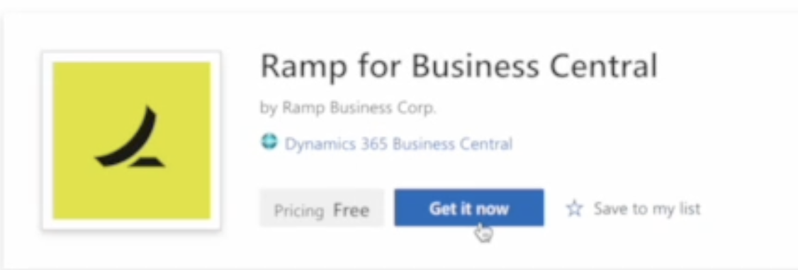 Ramp for Business Central app listing with a