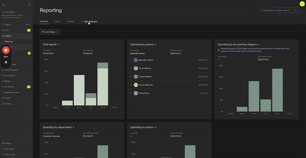 Animated walkthrough of creating a custom report in Ramp