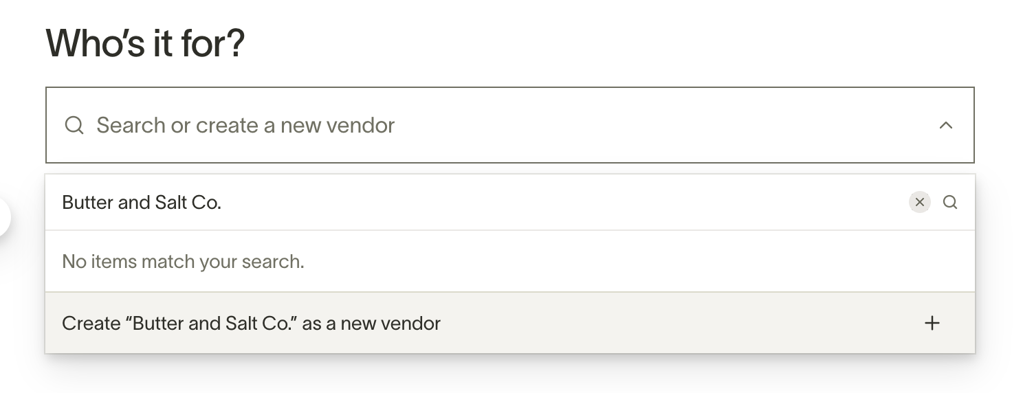 New Bill vendor search showing inactive vendor warning